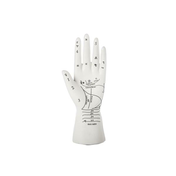 H2H Ceramic Palmistry Hand Decor Sculpture, Matte White H23859624